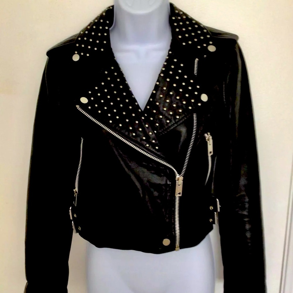 Walter baker Studded Moto leather jacket. 100% leather. Black size XS